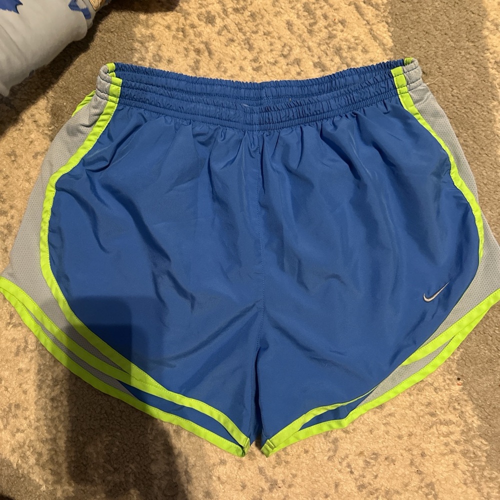 Nike Blue and Green Athletic Shorts Lightweight Design